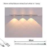 60cm Wireless LED Closet Lights Motion Sensor PIR Induction Lamp Cabinet Lighting USB